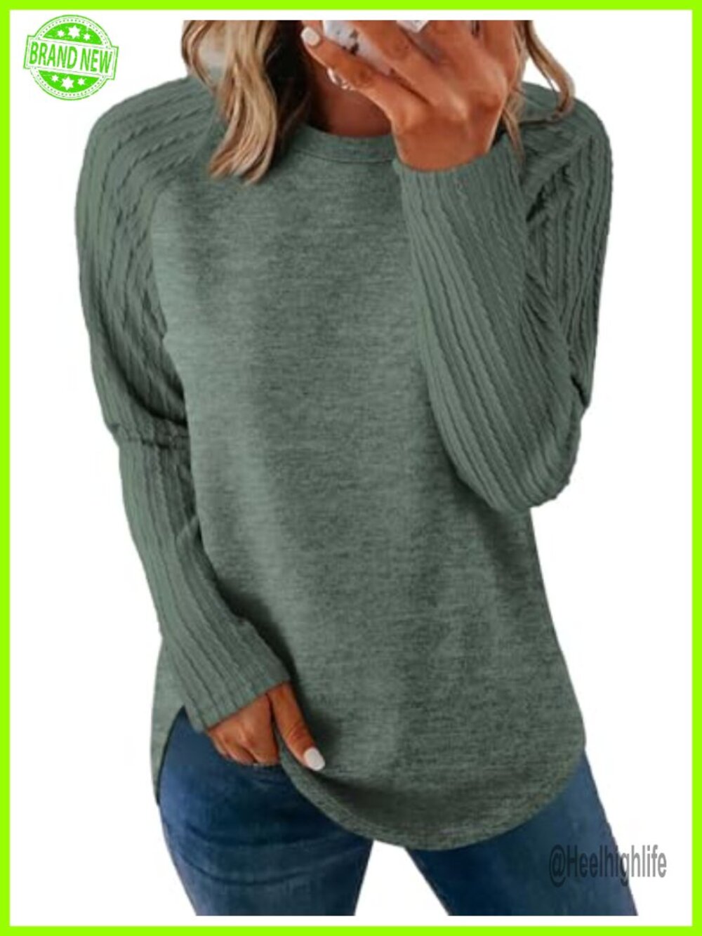 Women's Crewneck Long Sleeve Tunic Sweatshirt Loose Fit Pullover